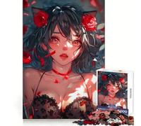 Puzzle da 1000 pezzi con dolce ragazza anime per adulti, ideale per stimolare la memoria e creare un'atmosfera rilassante, con un motivo che fa la lista dei desideri di Babbo Natale 38x26cm