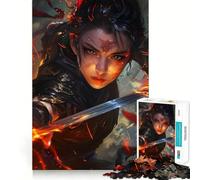 Puzzle da 1000 pezzi con donna che combatte con la spada, ideale per adolescenti, stimola la memoria, favorisce il gioco lento e divertente, con bordi netti, perfetto come regalo di Natale 38x26cm