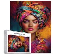 Puzzle da 1000 pezzi con donna che indossa un copricapo colorato, per adulti, dai colori vivaci, puzzle impegnativo per attività in famiglia, puzzle colorato fai da te, decorazione per la casa, regali
