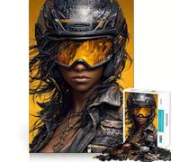 Puzzle da 1000 pezzi con donna con casco e occhiali,divertente attività per allenare la mente,senza sbavature,pezzi ben tagliati,attività che assorbe l'attenzione durante le serate tranquille