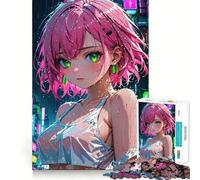 Puzzle da 1000 pezzi con donna cyberpunk anime per adolescenti,divertente da giocare,ad incastro perfetto,senza spazi vuoti,attività per tutta la famiglia (38x26cm)