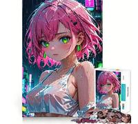 Puzzle da 1000 pezzi con donna cyberpunk in stile anime per adolescenti stimola la mente,divertente,con taglio di alta precisione,attività rilassante e distensiva (50x75cm)