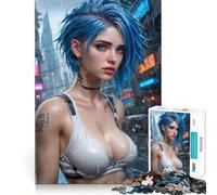 Puzzle da 1000 pezzi con donna cyberpunk sexy per adolescenti, gioco di logica solida, divertimento rilassante, taglio di precisione, oggetto regalo di Babbo Natale 38x52cm