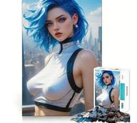 Puzzle da 1000 pezzi con donna cyberpunk sexy per adolescenti, gioco per esercizi mentali, relax mentale, design, assemblaggio, lista dei desideri di Babbo Natale 38x52cm