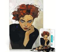Puzzle da 1000 pezzi con donna dai capelli rossi, in stile Egon Schiele, per adulti e ragazzi, gioco per la mente, rilassante, taglio preciso, regalo di Natale 38x26cm