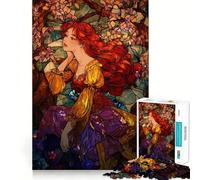 Puzzle da 1000 pezzi con donna dai capelli rossi in un ambiente floreale ideale per adulti Ideale per rafforzare la memoria alleviare lo stress e creare un'atmosfera piacevole per un compleanno