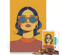 Puzzle da 1000 pezzi con donna dallo stile retrò e occhiali da sole, ideale per adulti, stimola la logica e favorisce il tempo di condivisione 38x26cm