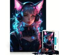 Puzzle da 1000 pezzi con donna e gatto,ideale per adolescenti,gioco cognitivo,perfetto per creare un gioco divertente e compatto,perfetto per tutta la famiglia (38x52cm)