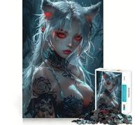 Puzzle da 1000 pezzi con donna e gatto sexy per adolescenti, gioco di logica solido, divertimento rilassante, taglio di precisione, articolo dei desideri di Babbo Natale 50x75cm