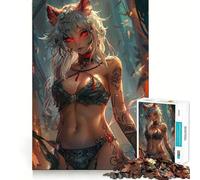 Puzzle da 1000 pezzi con donna e gatto sexy per adulti, gioco di logica e stimolazione mentale, antistress, taglio preciso, 50x75cm