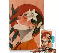 Puzzle da 1000 pezzi con donna,giglio e cerchio rosso,gioco cognitivo divertente,struttura ad incastro precisa,attività di condivisione per i propri cari (50x75cm)