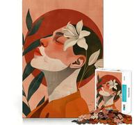 Puzzle da 1000 pezzi con donna,giglio e cerchio rosso,ideale per stimolare la mente e creare un'atmosfera divertente Regalo di compleanno,rompicapo (38x26cm)