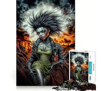Puzzle da 1000 pezzi con donna gotica post-apocalittica per adolescenti, gioco stimolante per la mente, hobby tranquillo, taglio preciso, regalo stagionale (38x52cm)