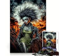 Puzzle da 1000 pezzi con donna gotica post-apocalittica per adolescenti, gioco stimolante per la mente, hobby tranquillo, taglio preciso, regalo stagionale (38x52cm)