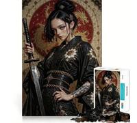 Puzzle da 1000 pezzi con donna guerriera con katana e kimono,gioco di concentrazione mentale,tagli di precisione,bordi lisci,attività rilassante per serate tranquille (50x75cm)