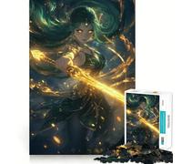 Puzzle da 1000 pezzi con donna guerriera e spada luminosa,gioco di concentrazione mentale,tagli di precisione,bordi lisci,gioco significativo per costruire connessioni (38x52cm)
