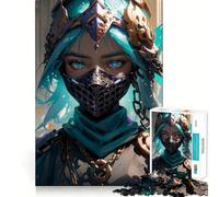 Puzzle da 1000 pezzi con donna guerriera mascherata,divertente gioco con tecnologia di taglio laser avanzata,giocattolo per interni per le vacanze (38x26cm)