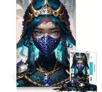 Puzzle da 1000 pezzi con donna guerriera mascherata per adulti,gioco di memoria e allenamento per la mente,taglio preciso,finitura di alta qualità,un modo coinvolgente per passare il tempo libero