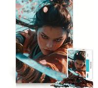 Puzzle da 1000 pezzi con donna guerriera samurai per adulti e ragazzi ideale per stimolare la memoria favorire la calma e favorire la fuga dalla realtà con taglio liscio e un regalo speciale (50x75cm)