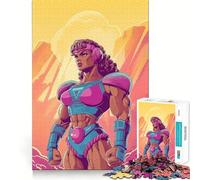 Puzzle da 1000 pezzi con donna muscolosa in stile supereroina retrò per adolescenti, ideale per rafforzare la memoria, alleviare la tensione, con bordi lisci e a sorpresa per Natale (50x75cm)