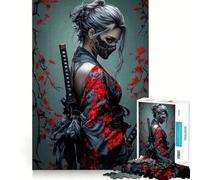 Puzzle da 1000 pezzi con donna ninja mascherata e katana per ragazzi, divertente da costruire, con motivi dai colori vivaci, ideale come decorazione da parete (38x52cm)