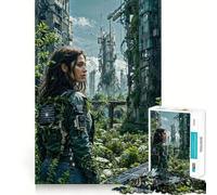 Puzzle da 1000 pezzi con donna post-apocalittica in città ideale per adolescenti con un design intelligente per un piacevole svago e un taglio preciso perfetto per la lista dei desideri