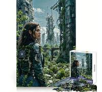 Puzzle da 1000 pezzi con donna post-apocalittica in città ideale per adolescenti con un design intelligente per un piacevole svago e un taglio preciso perfetto per la lista dei desideri