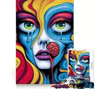 Puzzle da 1000 pezzi con donna psichedelica surreale per adolescenti, migliora la memoria, rilassante e divertente, con bordi netti, 38x52cm