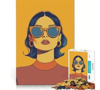 Puzzle da 1000 pezzi con donna retrò forte e occhiali da sole per adolescenti, gioco di logica chiaro, divertimento tranquillo, taglio perfetto, calda sorpresa 50x75cm