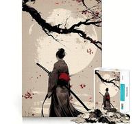Puzzle da 1000 pezzi con donna samurai e fiori di ciliegio, ideale per adolescenti, un gioco di logica solido, divertente e rilassante, con tagli di precisione (38x26cm)