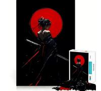 Puzzle da 1000 pezzi con donna samurai e luna rossa per adolescenti, gioco stimolante e rilassante, taglio preciso, lista dei desideri di Babbo Natale (50x75cm)