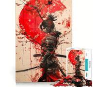 Puzzle da 1000 pezzi con donna samurai e luna rossa per adulti, gioco intelligente per la casa, bordi affilati, oggetto da desiderio di Babbo Natale (38x26cm)