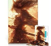 Puzzle da 1000 pezzi con donna samurai e spada, ideale per ragazzi, un gioco stimolante per la mente, un hobby tranquillo e preciso, perfetto come regalo stagionale (50x75cm)