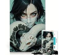 Puzzle da 1000 pezzi con donna,serpente e maschera per adolescenti,divertente gioco di memoria,componenti robusti e ben definiti,portatile e adatto ai viaggi (38x52cm)