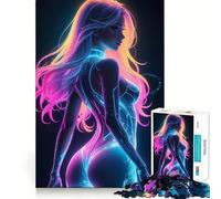 Puzzle da 1000 pezzi con donna sexy in luce al neon per adolescenti, gioco di logica mentale, antistress, taglio preciso, regalo di Babbo Natale 38x26cm