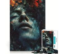 Puzzle da 1000 pezzi con donna surreale e foglie, ideale per adolescenti Gioco di logica, attività per la casa, bordi trasparenti, regalo perfetto 50x75cm