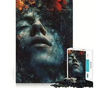 Puzzle da 1000 pezzi con donna surreale e foglie, ideale per adolescenti Gioco di logica e divertimento, con bordi lisci e un tocco di tranquillità Regalo creativo 38x52cm