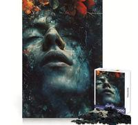 Puzzle da 1000 pezzi con donna surreale e foglie, ideale per adulti, con memoria, sollevamento lento, assemblaggio di immagini e idee regalo creative 38x26cm