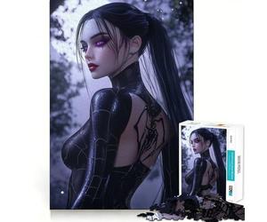 Puzzle da 1000 pezzi con donna tatuata a ragnatela per adulti, gioco di logica mentale, delicato, rilassante, taglio preciso, lista dei desideri di Babbo Natale 50x75cm