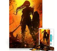 Puzzle da 1000 pezzi con donna vichinga berserker,gioco di costruzione che mette alla prova la concentrazione,montaggio sicuro e preciso,divertimento in casa durante le vacanze (38x26cm)