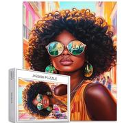 Puzzle da 1000 pezzi con donne africane alla moda spiaggia per adulti tramonto città sfondo puzzle impegnativo giochi di attività familiari colorato fai da te puzzle per la decorazione della casa