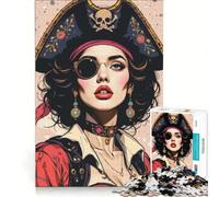 Puzzle da 1000 pezzi con donne pirata fantasy, gioco interattivo, allena la mente e la manualità, con pezzi a incastro di forma casuale 38x26cm