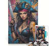 Puzzle da 1000 pezzi con donne pirata fantasy, gioco interattivo, allena la mente e la manualità, con pezzi a incastro di forma casuale 50x75cm