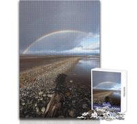 Puzzle da 1000 pezzi con doppio arcobaleno su paesaggio costiero per adolescenti, gioco educativo per lo sviluppo delle competenze, regalo perfetto per momenti speciali, dimensioni 50x75cm