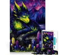 Puzzle da 1000 pezzi con drago addormentato in un paesaggio di cristallo, ideale per ragazzi, un gioco che stimola la riflessione e il divertimento, perfetto per Natale 38x52cm
