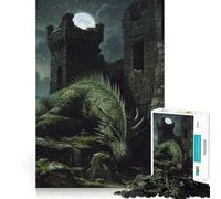 Puzzle da 1000 pezzi con drago addormentato tra le rovine del castello, ideale per adulti Gioco di logica e divertimento, con tagli precisi e un regalo memorabile 38x26cm