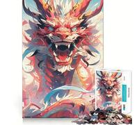 Puzzle da 1000 pezzi con drago al neon, anime colorato, per adulti Puzzle che stimola la memoria, divertimento rilassante, bordi puliti, oggetto ideale per i desideri di Babbo Natale (38x52cm)