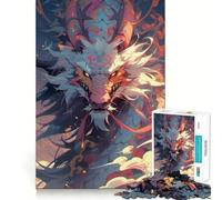 Puzzle da 1000 pezzi con drago al neon, colorato e in stile anime, ideale per adolescenti, un gioco che stimola la mente, facile da assemblare e perfetto per il tempo libero (50x75cm) Regalo elegante