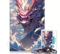 Puzzle da 1000 pezzi con drago al neon, colorato e in stile anime, per adulti, un gioco che stimola la mente e regala momenti di relax e divertimento Opera d'arte da assemblare (38x52cm)