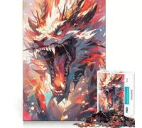 Puzzle da 1000 pezzi con drago al neon colorato in stile anime per adulti, gioco intelligente e antistress, assemblaggio con motivi a sorpresa (38x52cm)